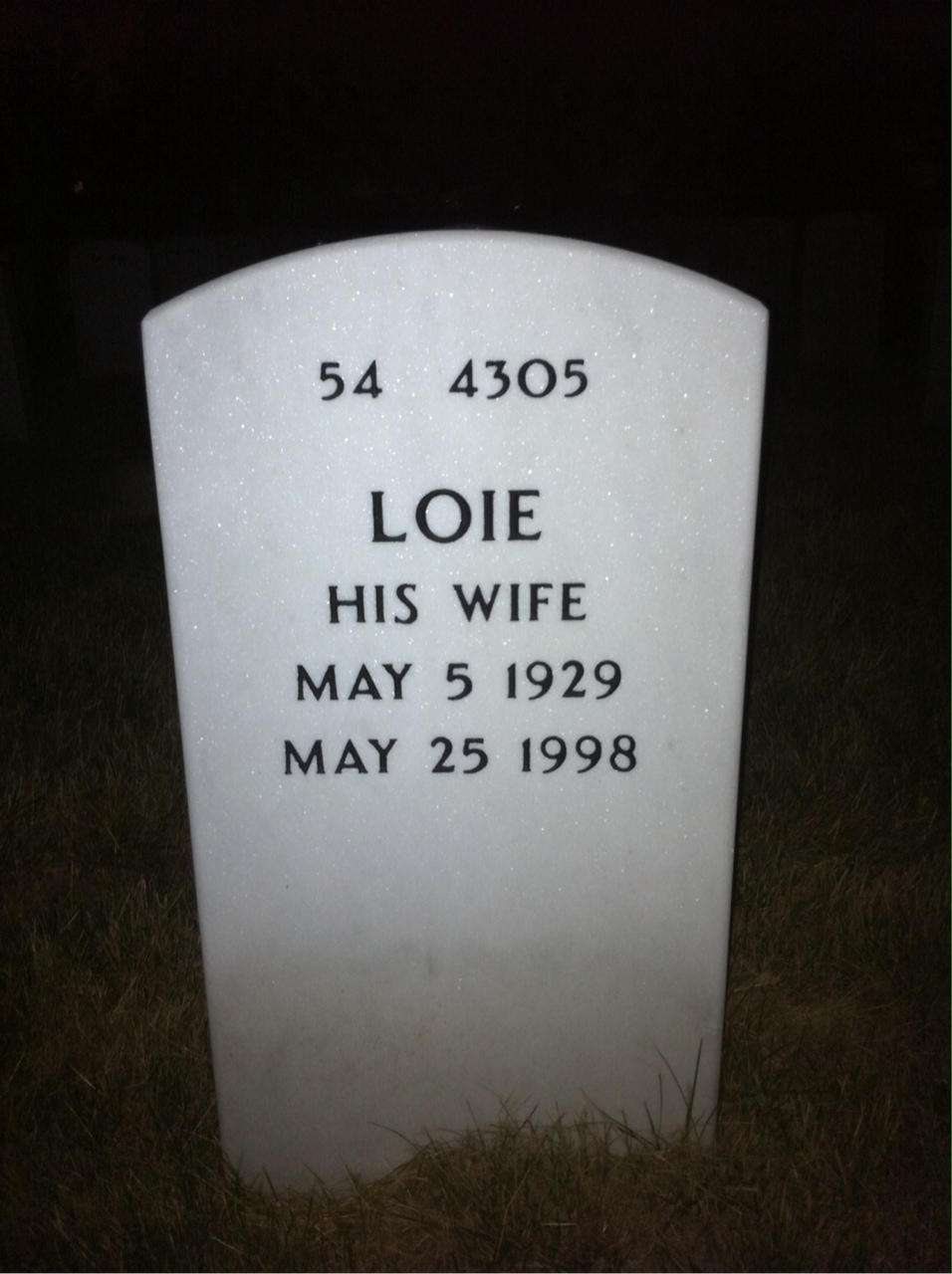 Back of headstone — William Sawyer
