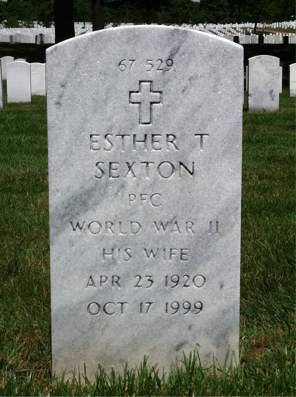 Back of headstone — William Albert Sexton