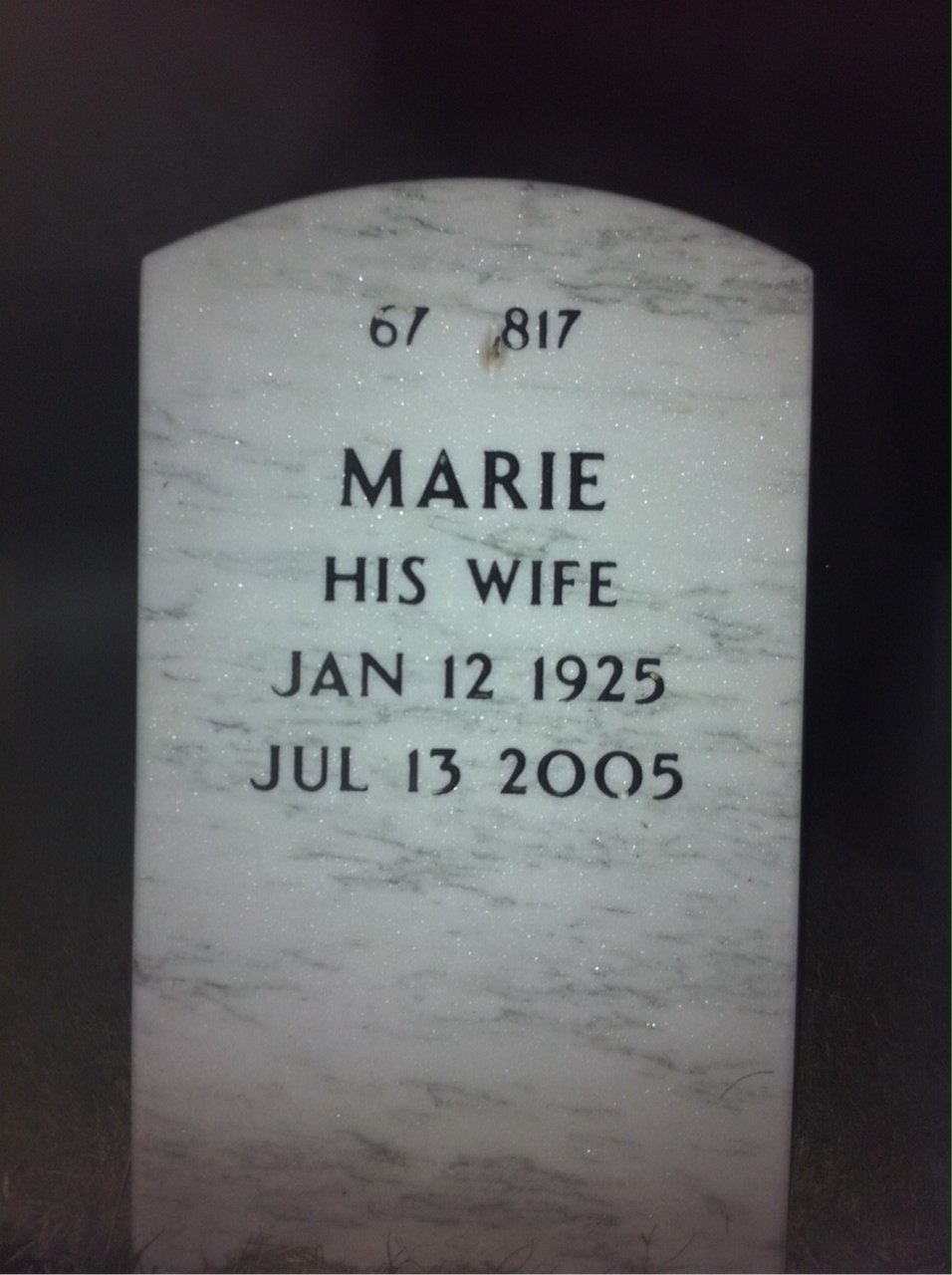 Back of headstone — Hugh Brown
