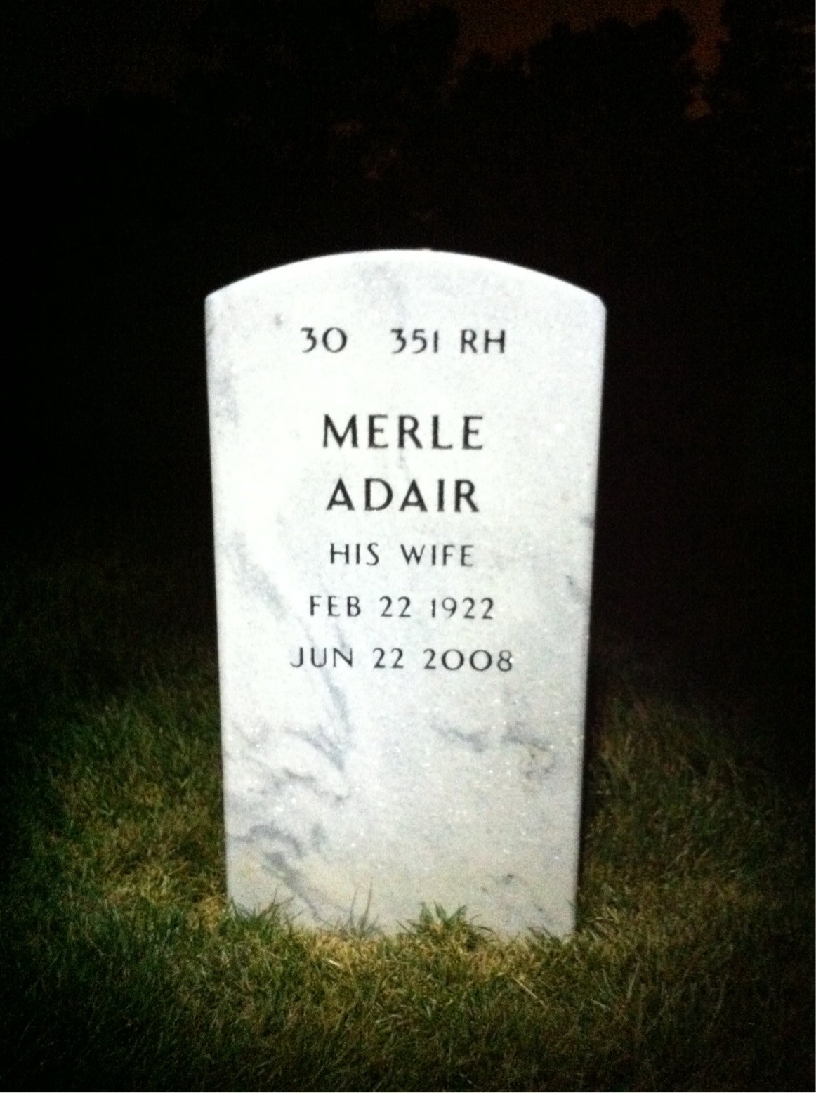 Back of headstone — Robert Shircliff