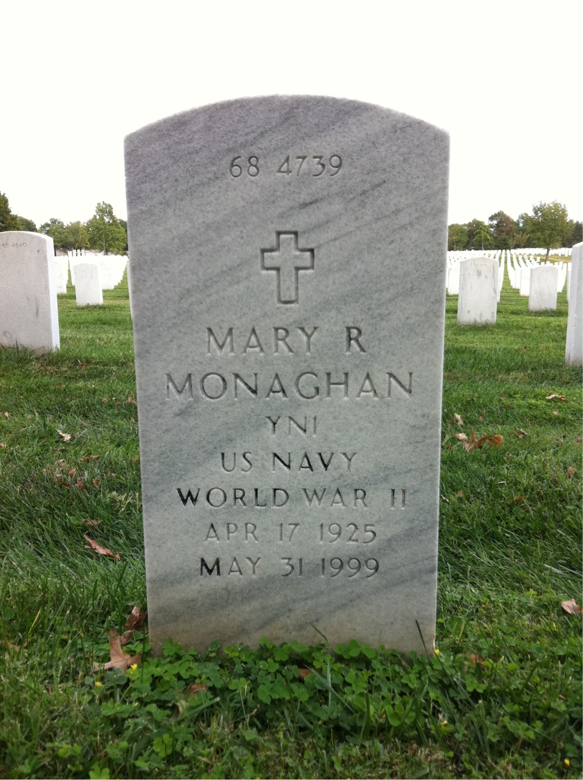 Back of headstone — Mary Monaghan