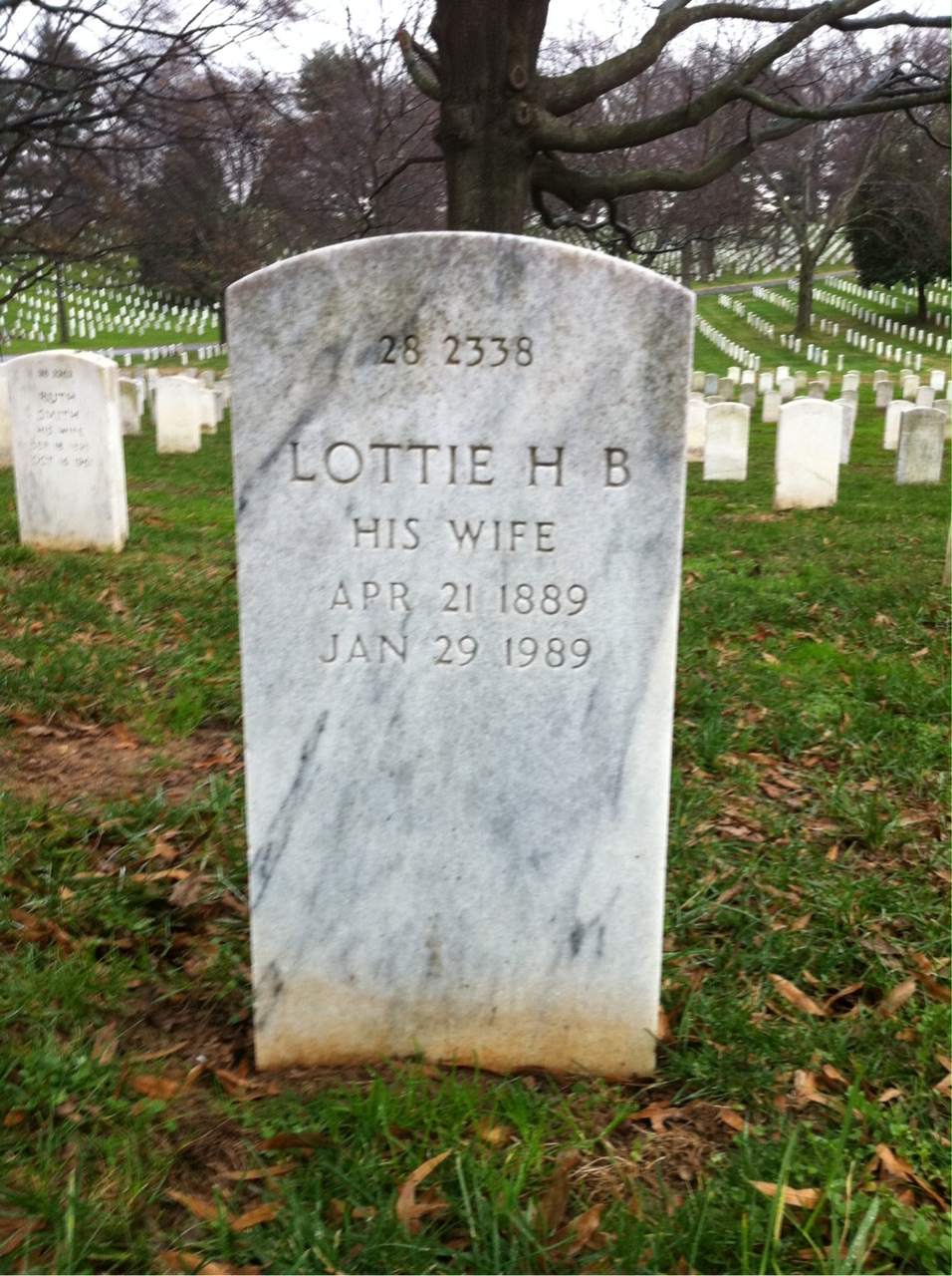 Back of headstone — Walter James Carroll
