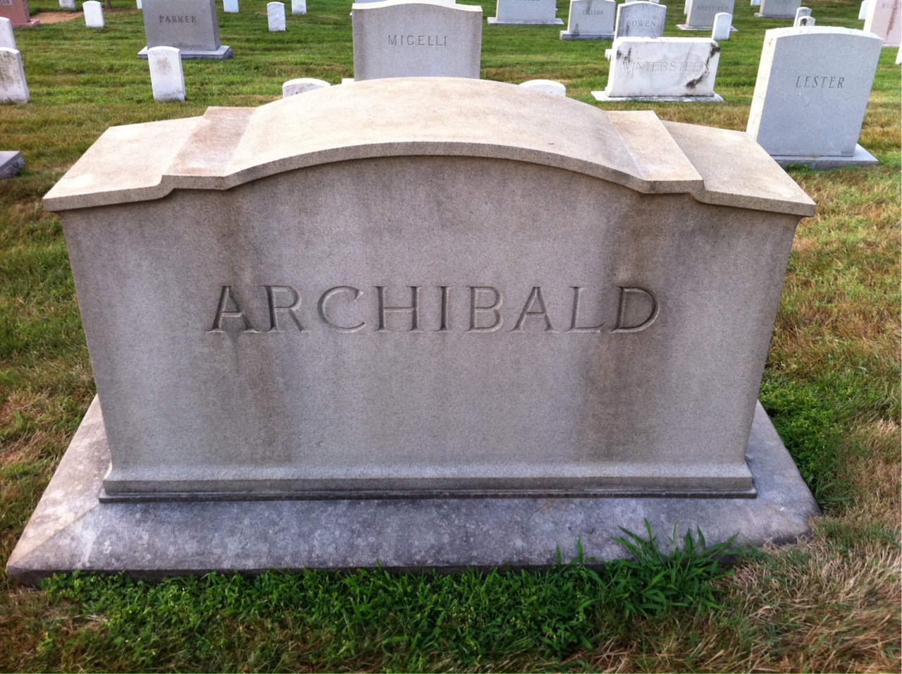 Back of headstone — Robert Archibald
