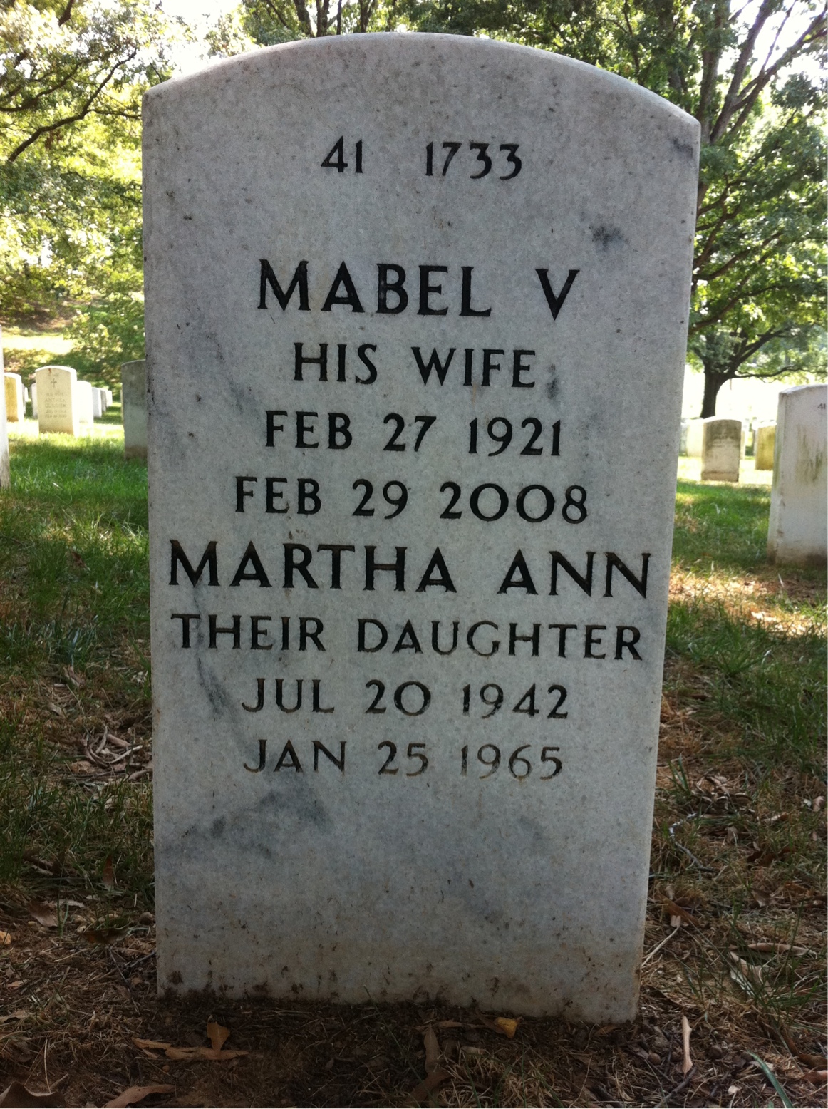 Back of headstone — Clarence Pottier