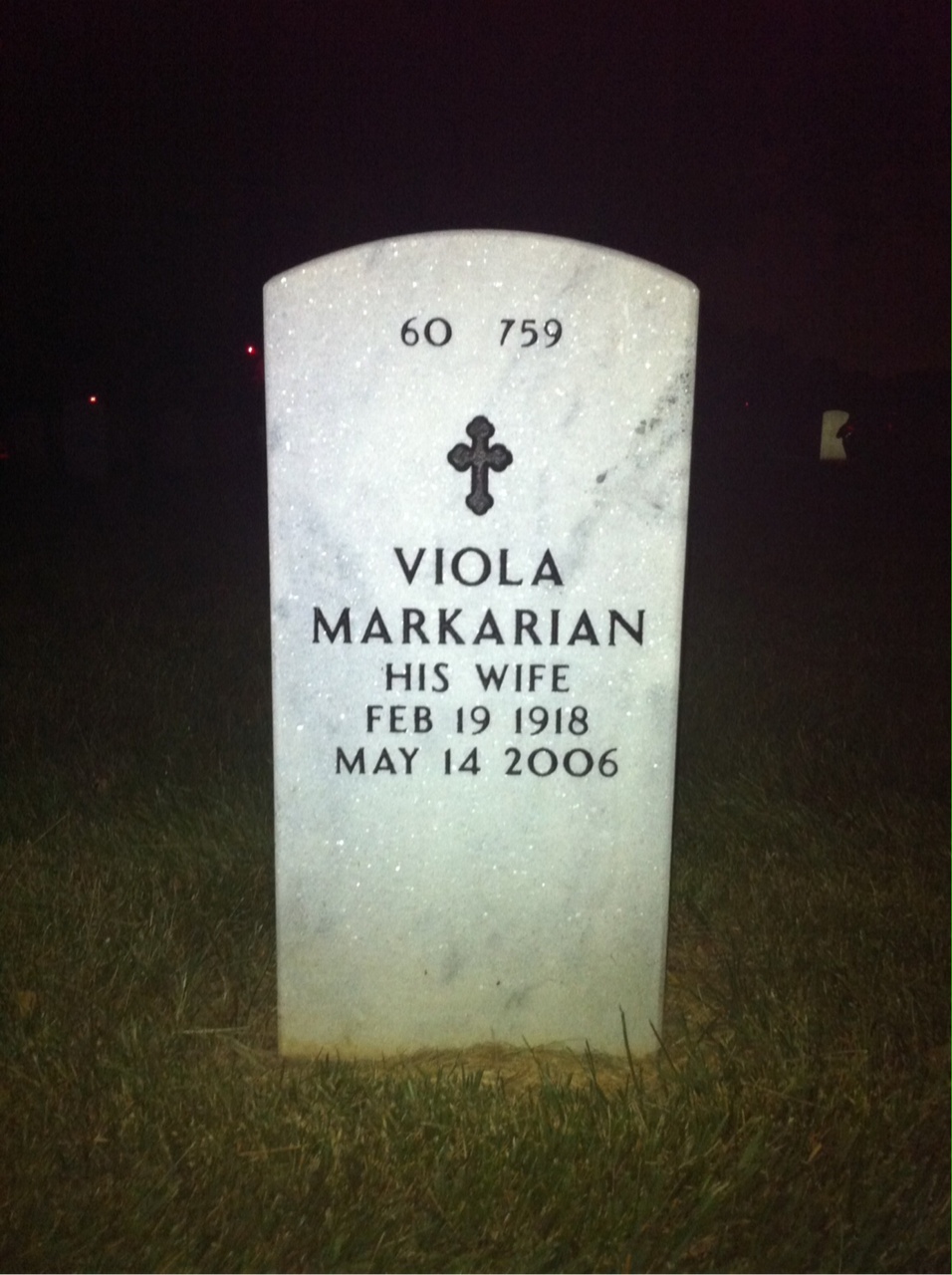 Back of headstone — Harold Johnson