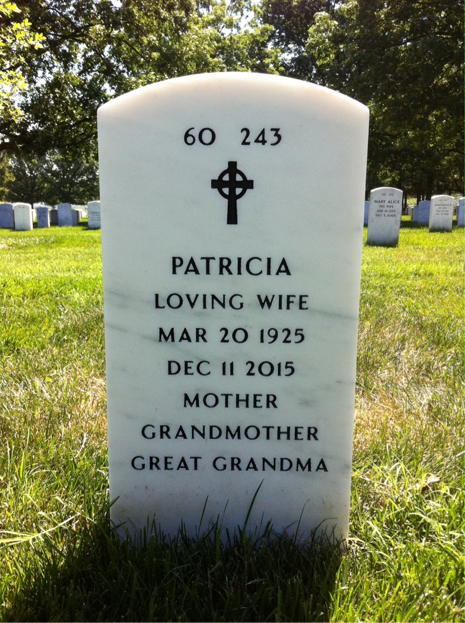 Back of headstone — Paul Henderson