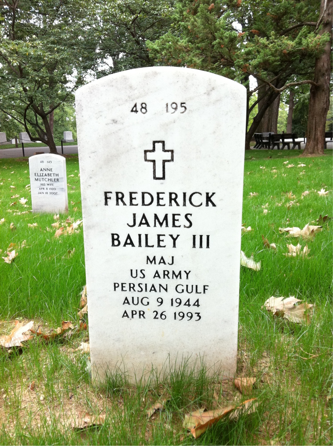 Back of headstone — Frederick Bailey
