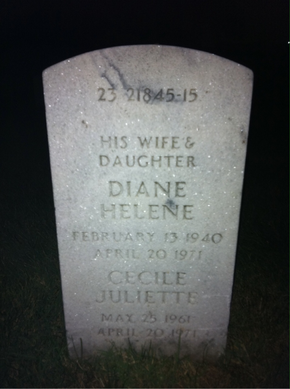 Back of headstone — Cecile Baig