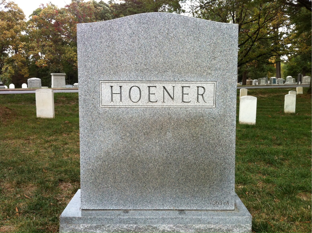 Back of headstone — Irwin Hoener