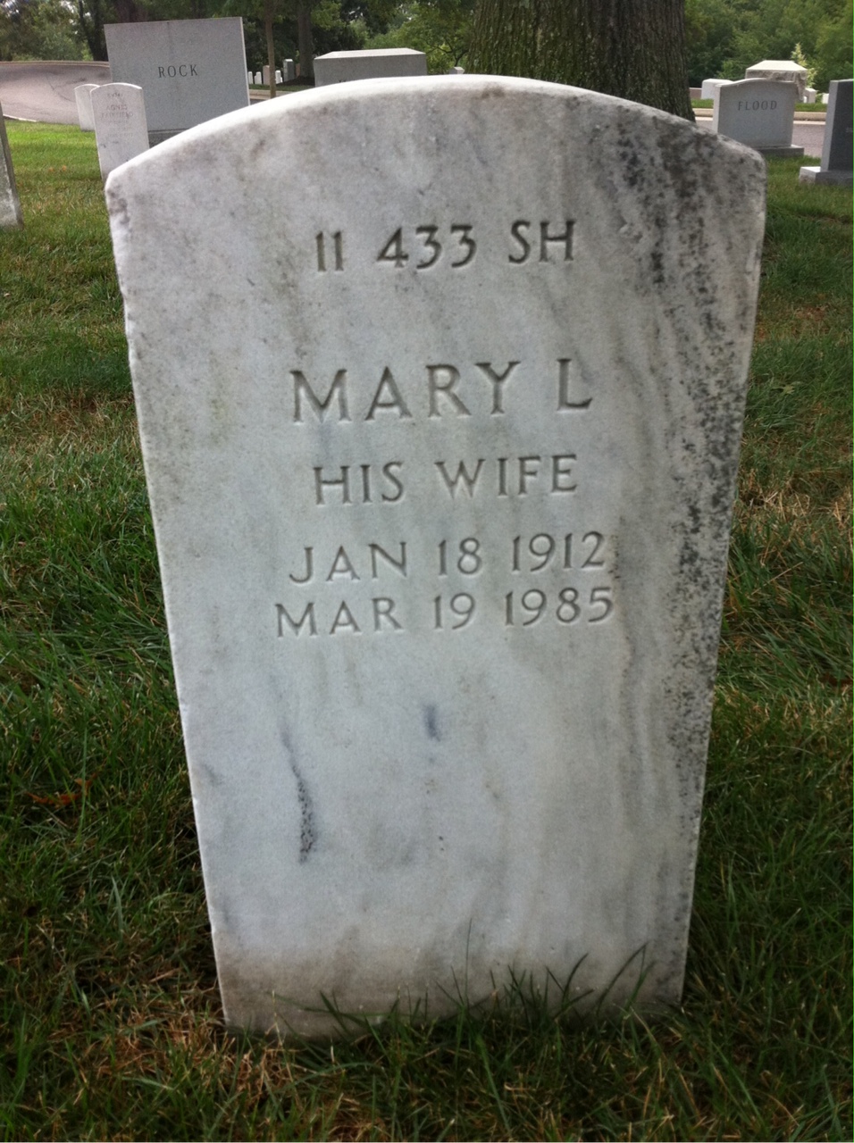 Back of headstone — Dallas Bouchelle