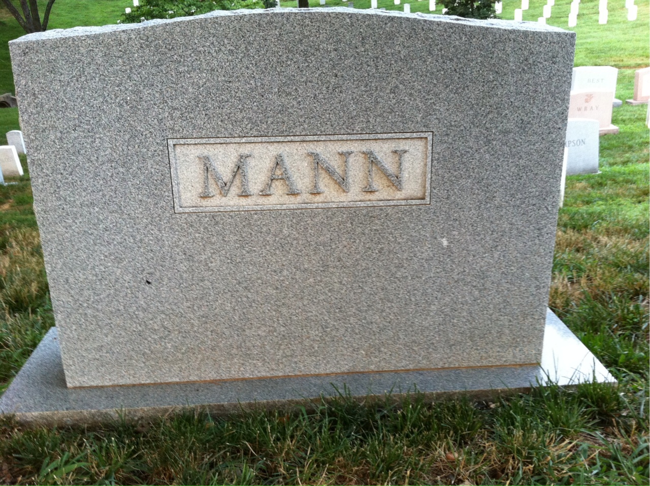 Back of headstone — Thomas Mann