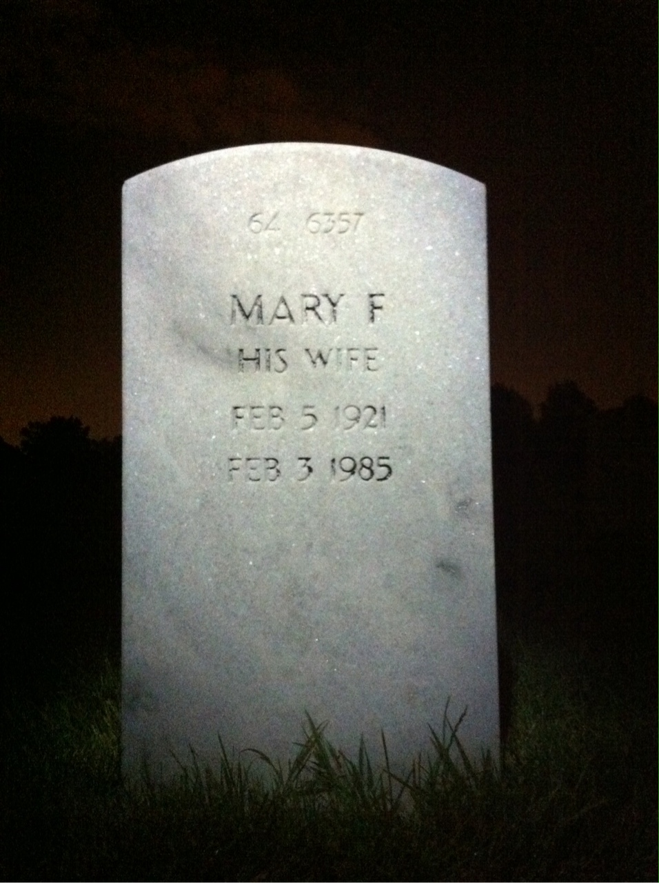 Back of headstone — Mary L Curran