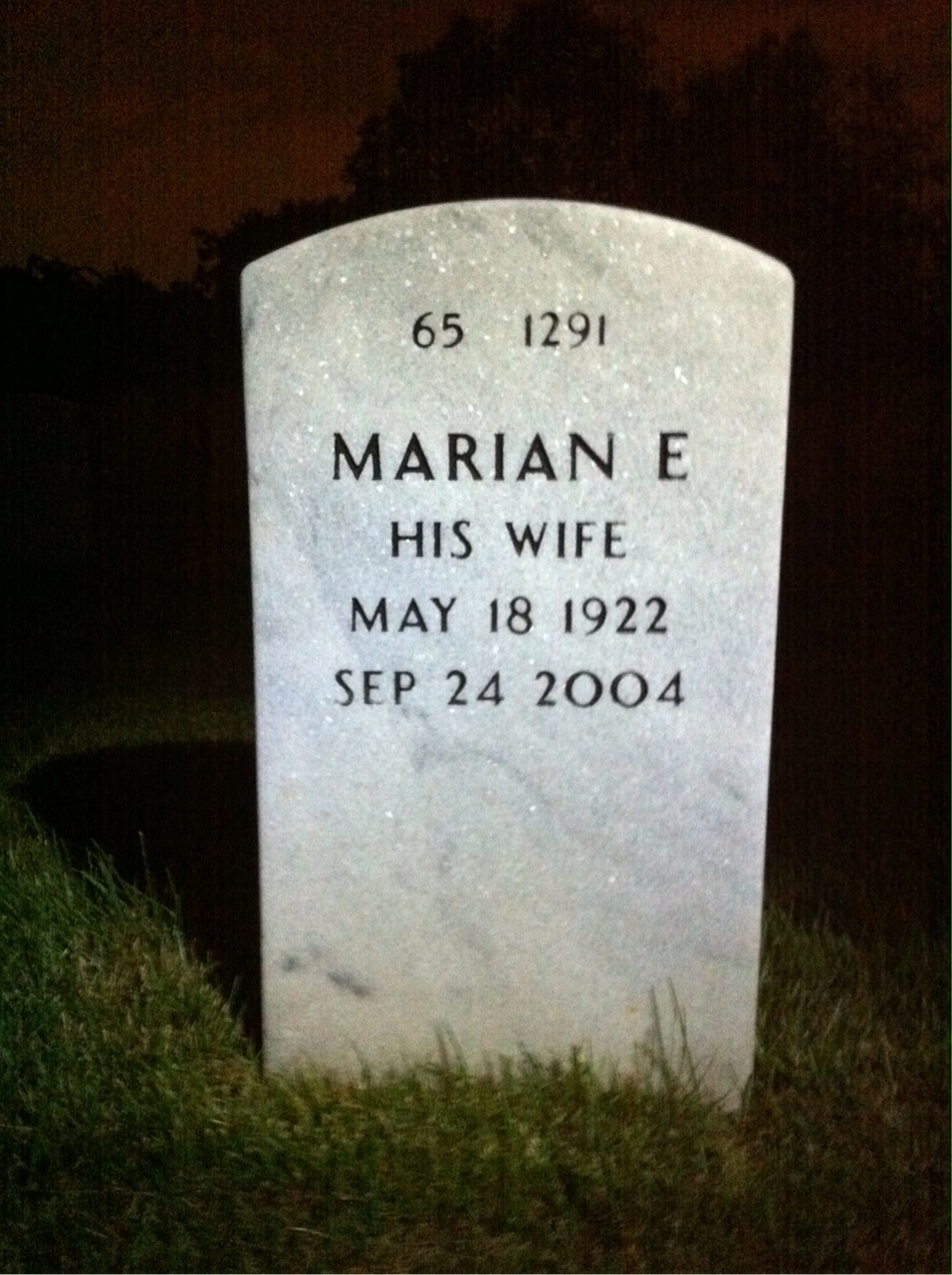 Back of headstone — Anthony Adams