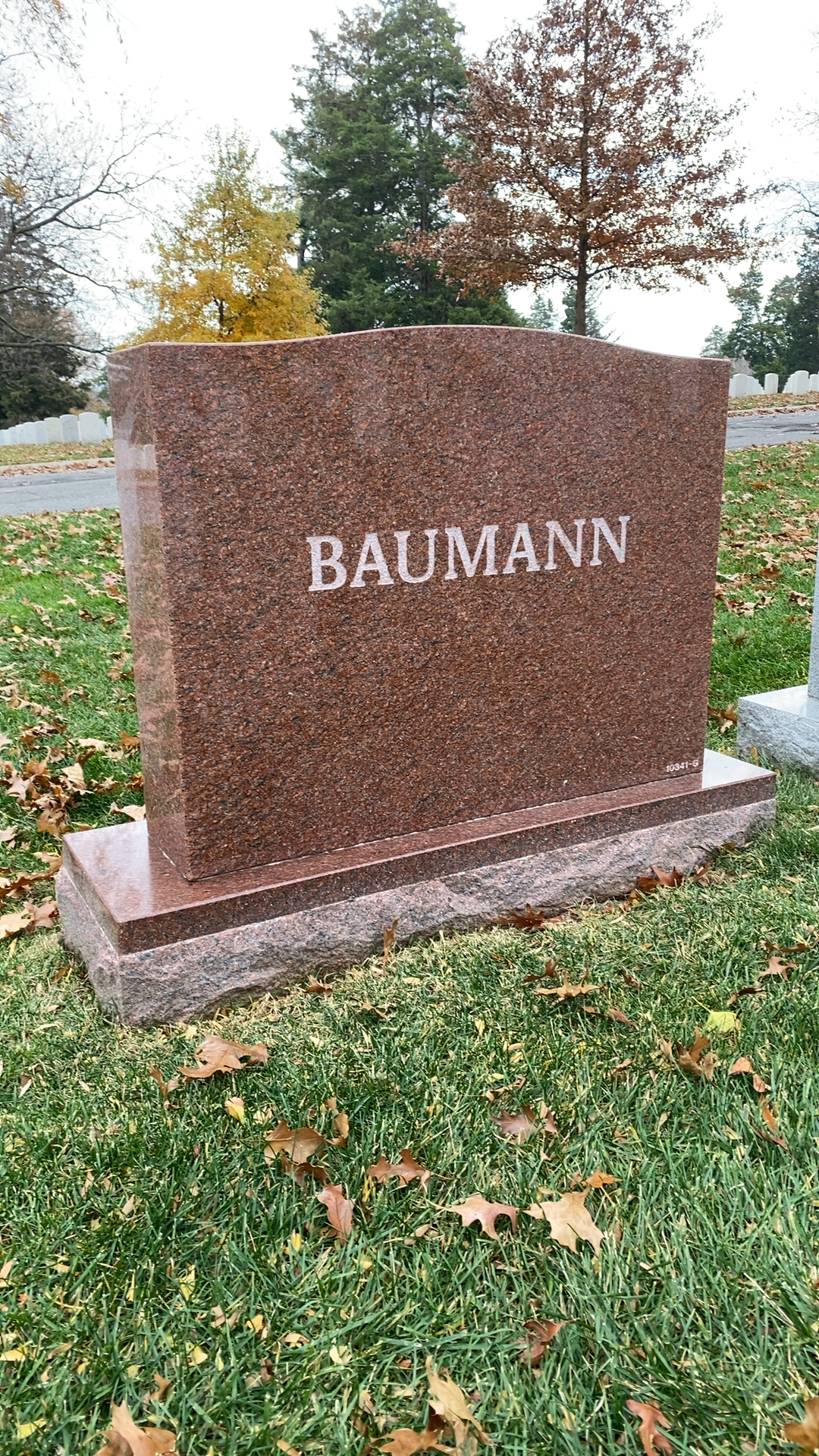 Back of headstone — Wilfred Baumann