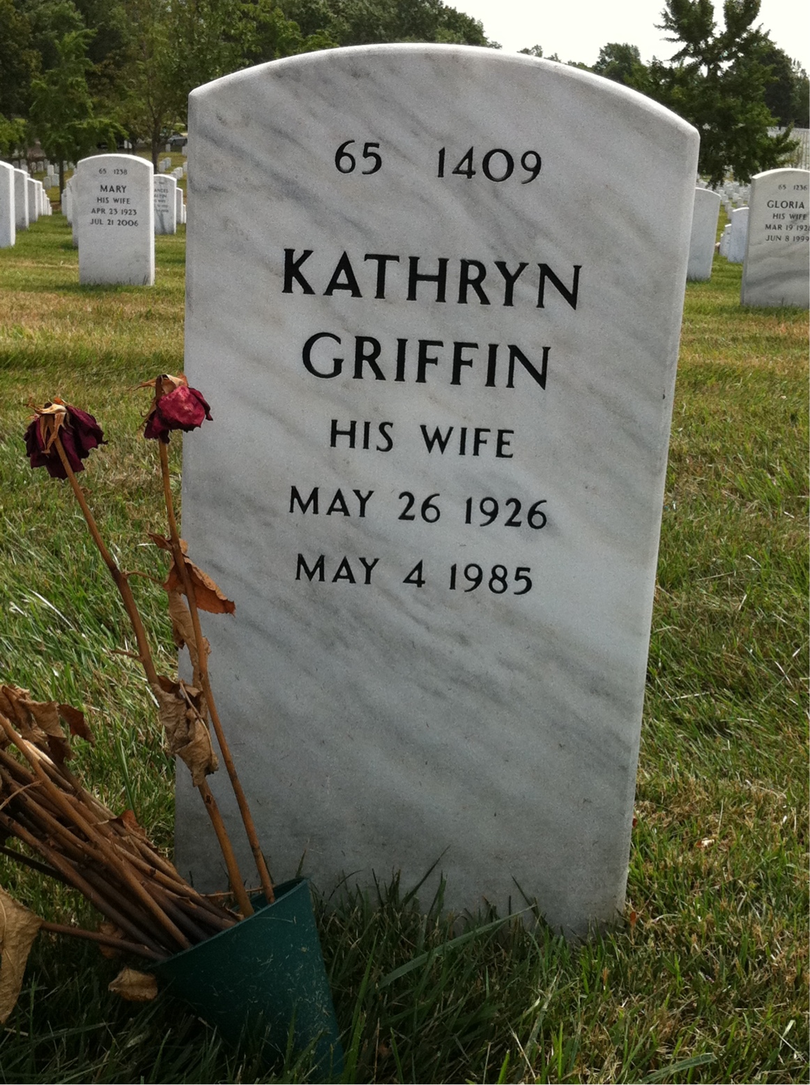Back of headstone — Anthony Frances