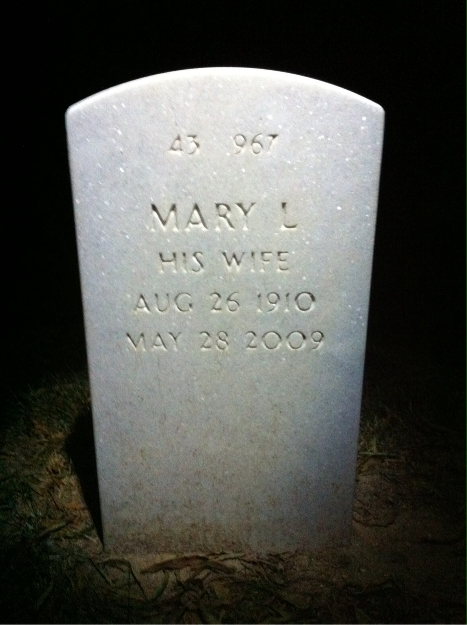 Back of headstone — Orentha Dail