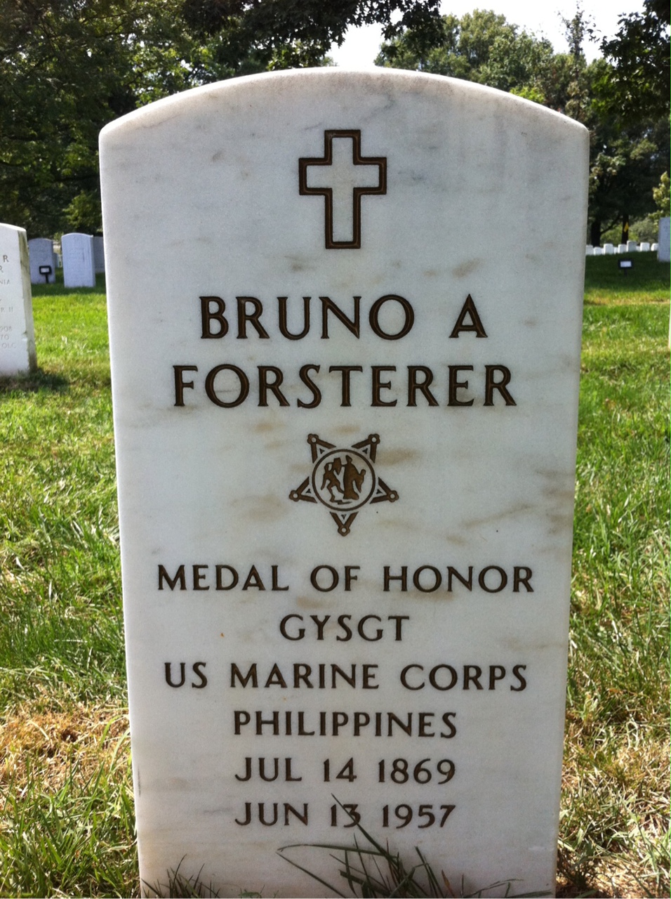 Headstone shared by 2 interments, including Bruno Forsterer