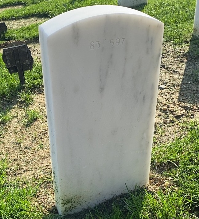 Back of headstone — John Baldwin