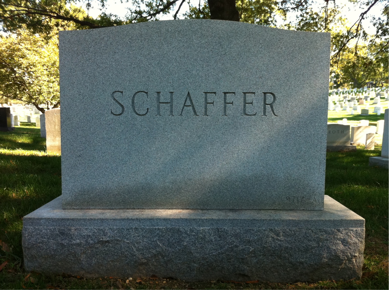 Back of headstone — Charles Schaffer