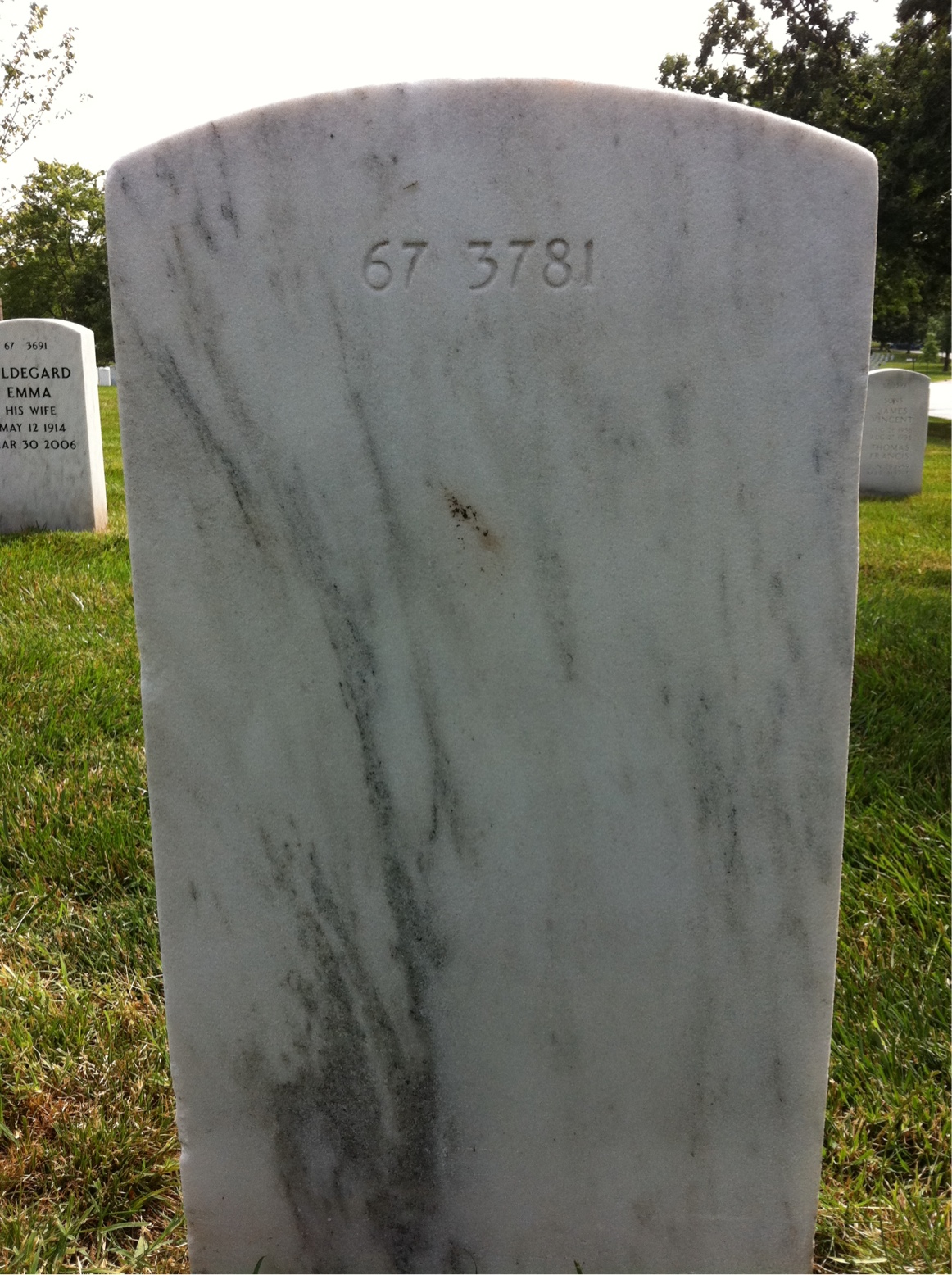 Back of headstone — Thomas Welch