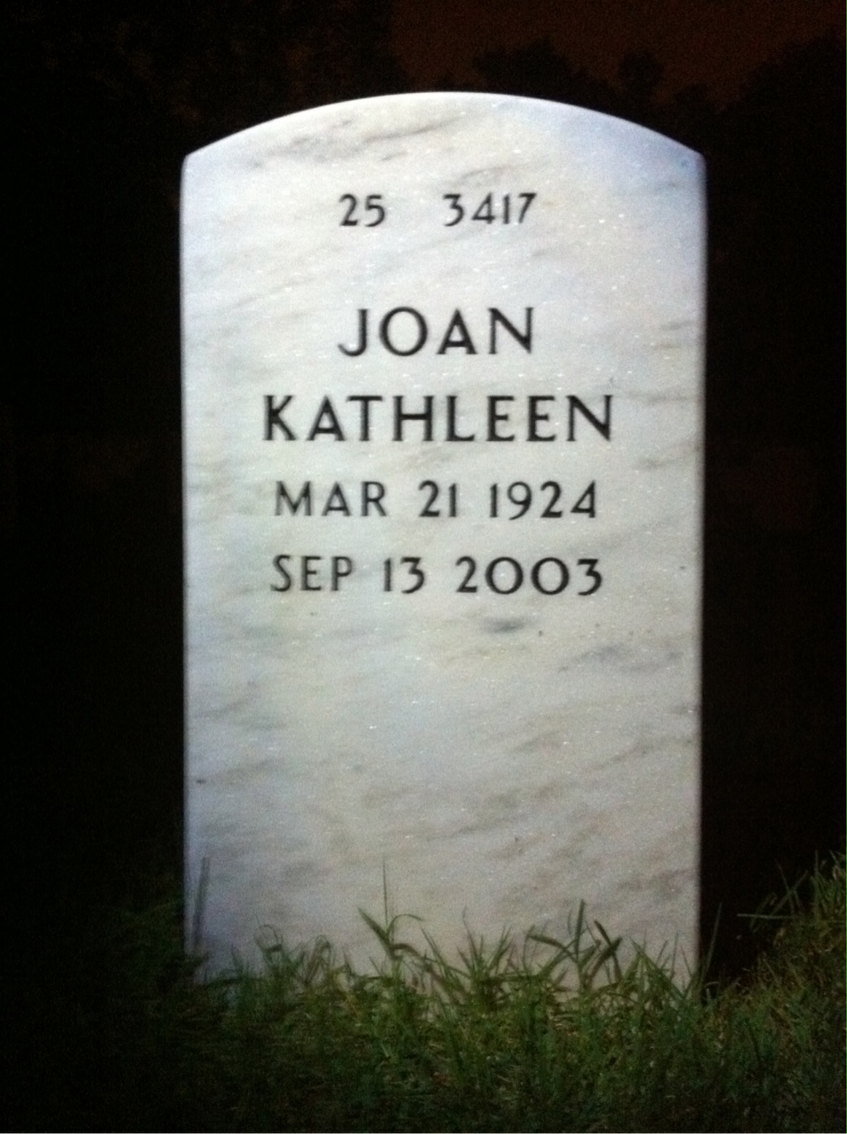 Back of headstone — John Walker