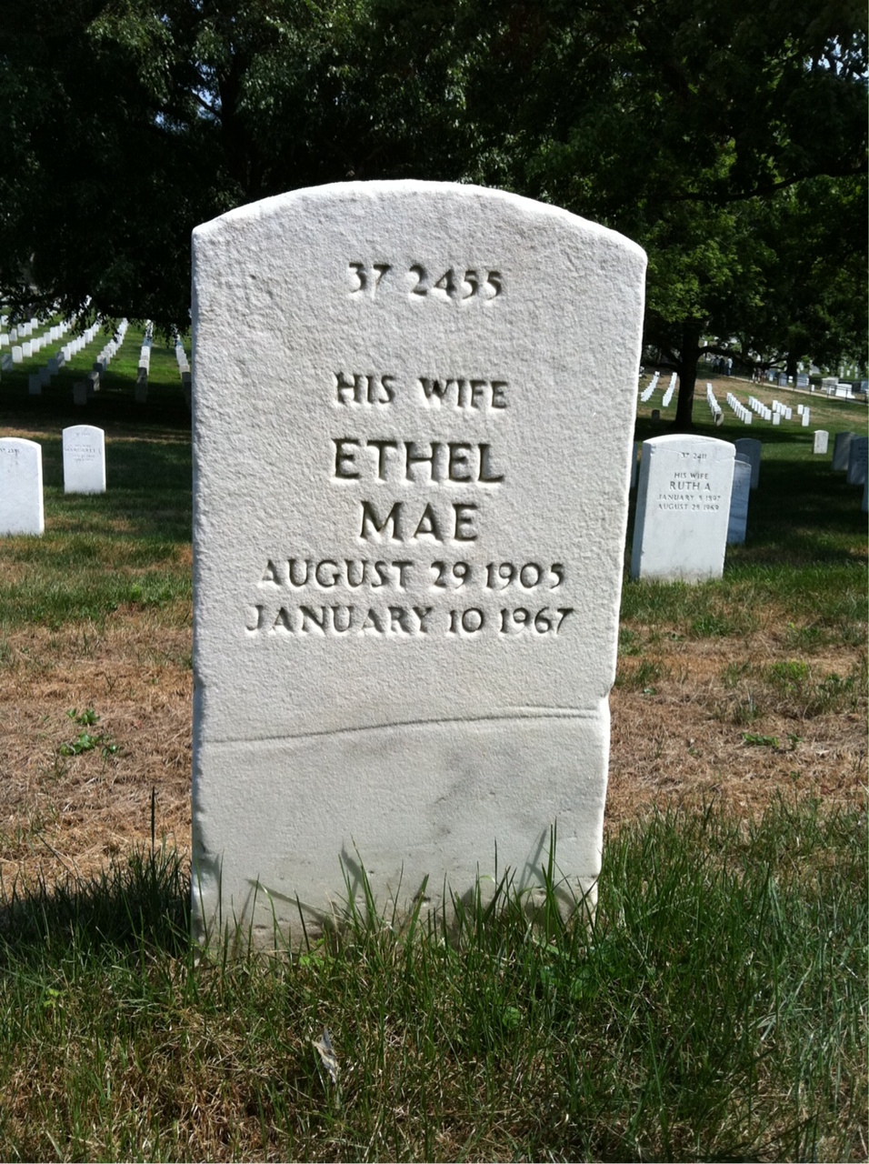 Back of headstone — Ethel Murry