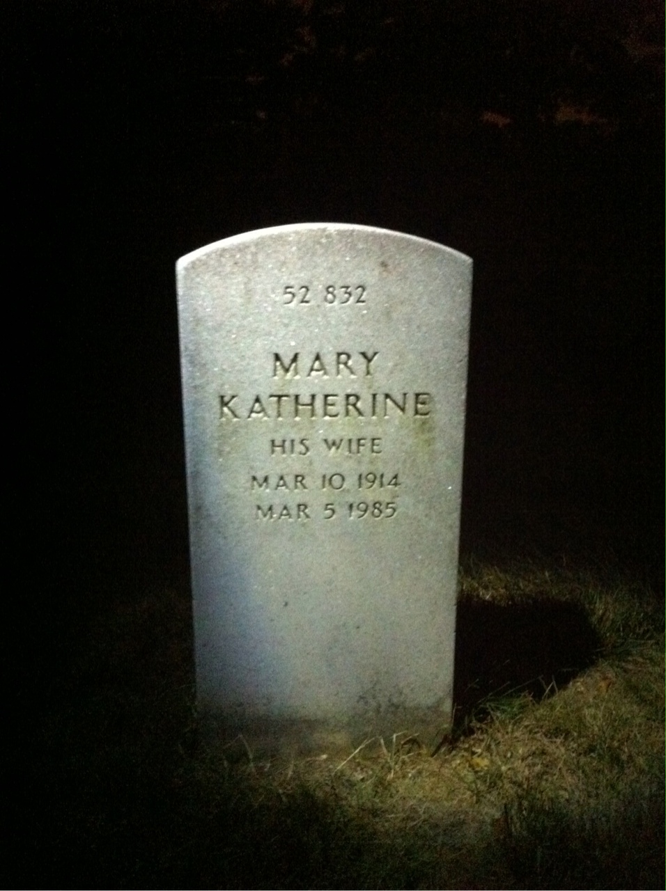 Back of headstone — Delbert Allen