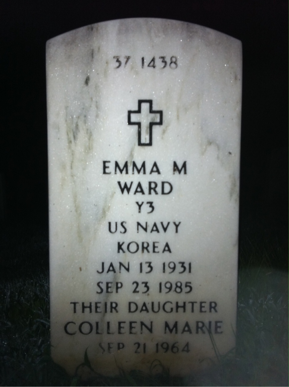Back of headstone — James Ward