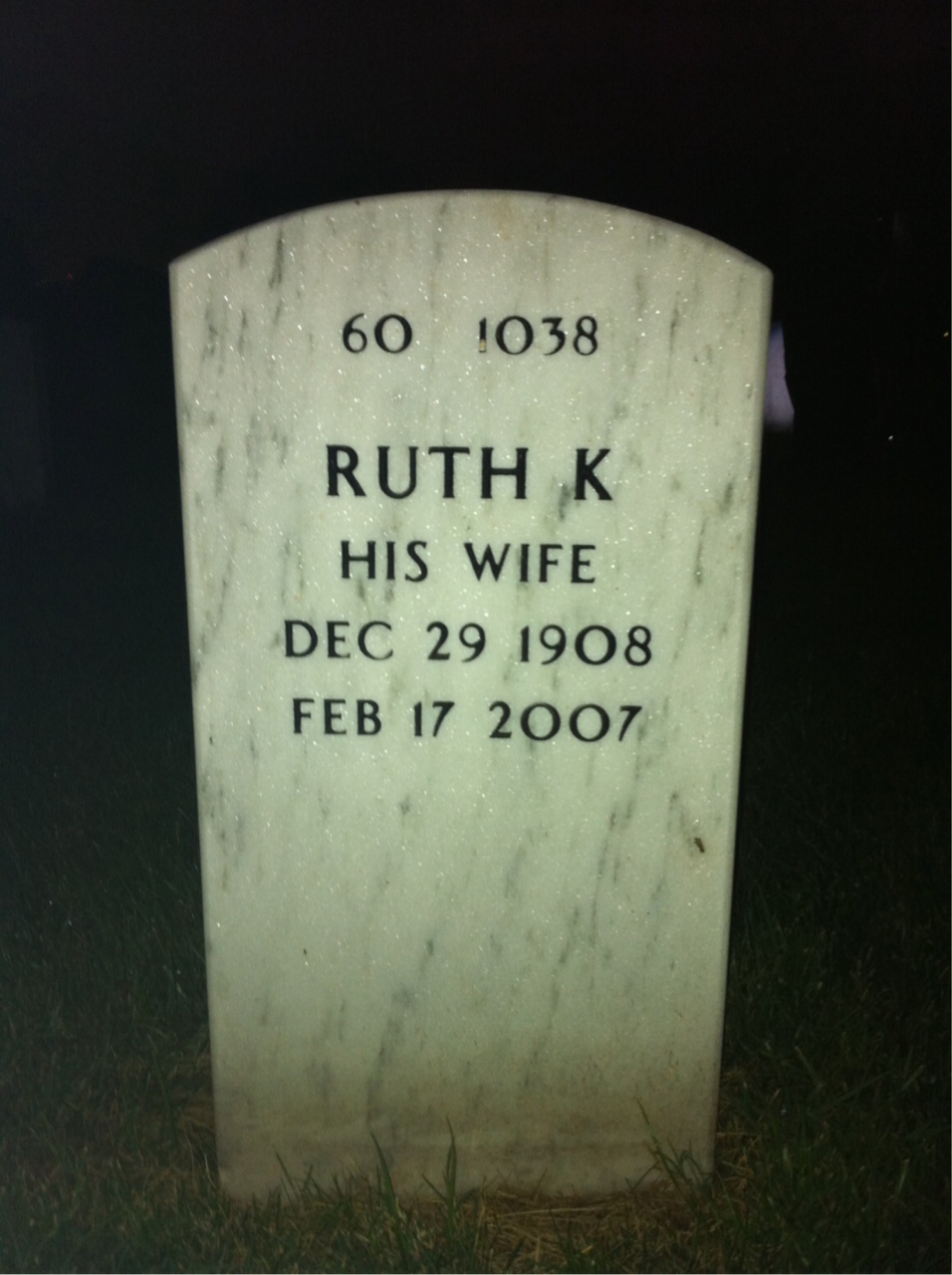 Back of headstone — Oral Willis