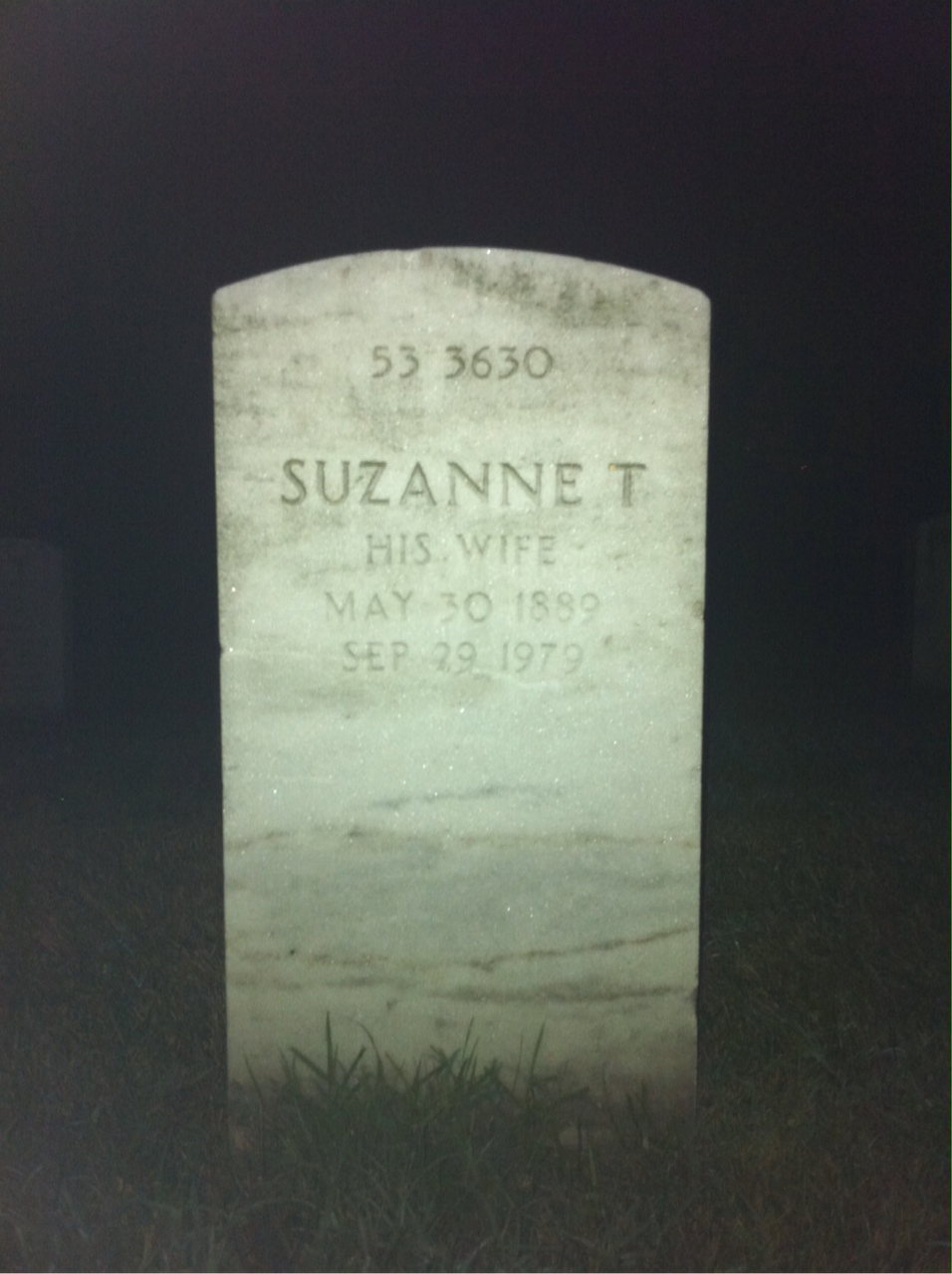 Back of headstone — Suzanne Miller