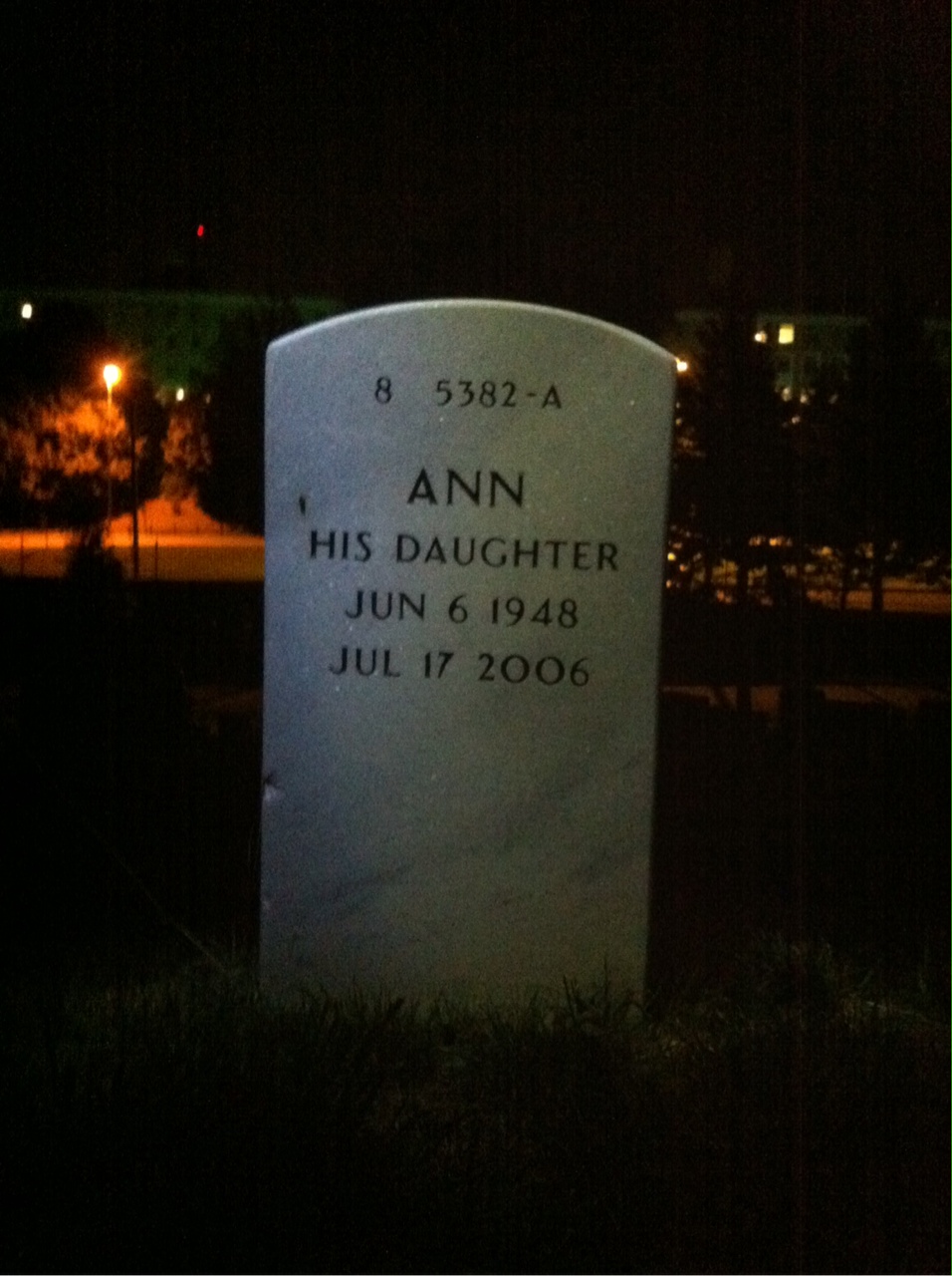 Back of headstone — Joseph Wall