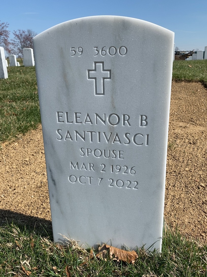 Back of headstone — John Santivasci