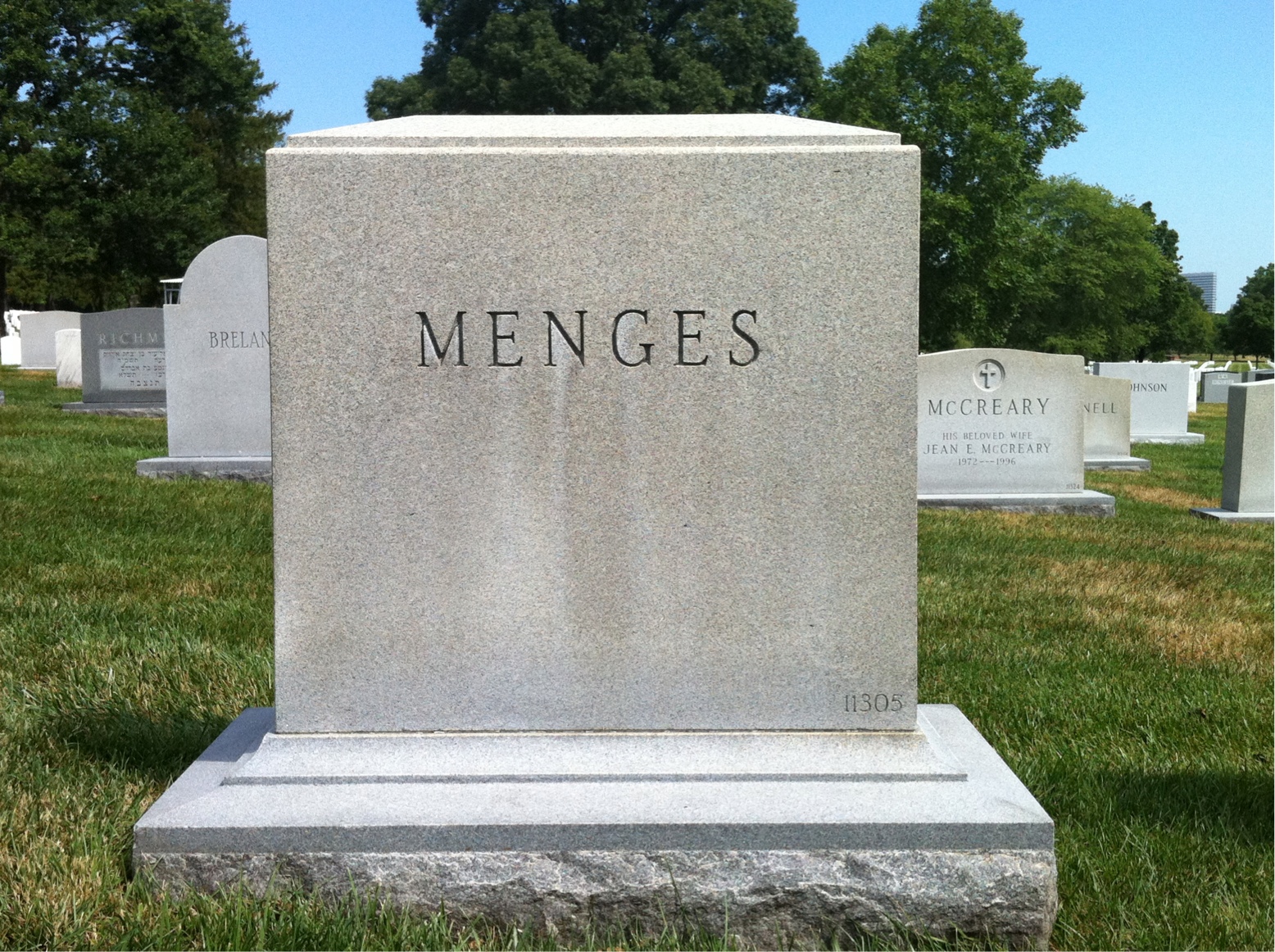 Back of headstone — Helen Menges