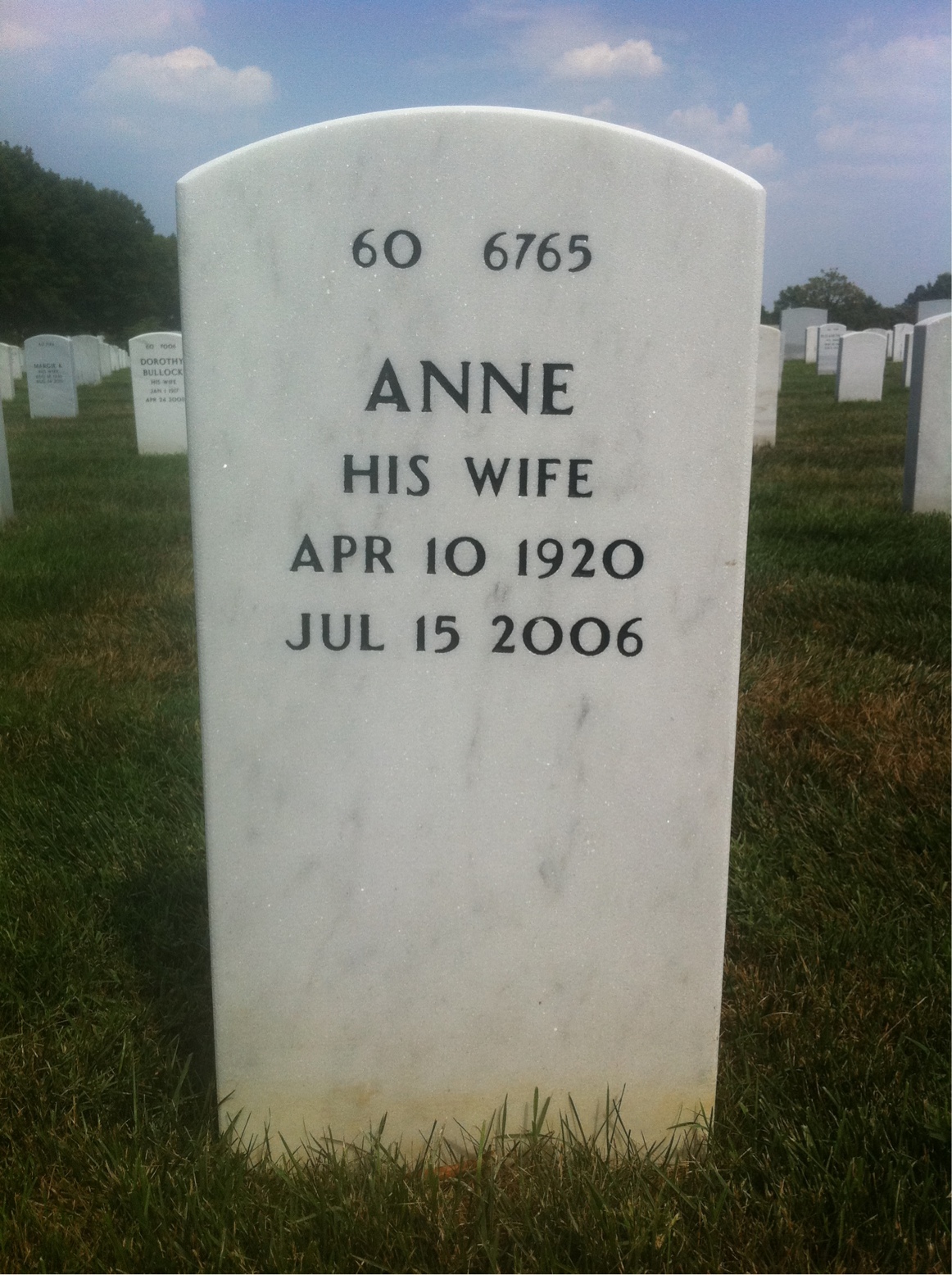 Back of headstone — John Newland