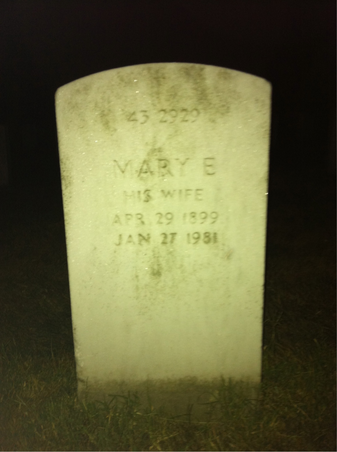 Back of headstone — Mary Bautz