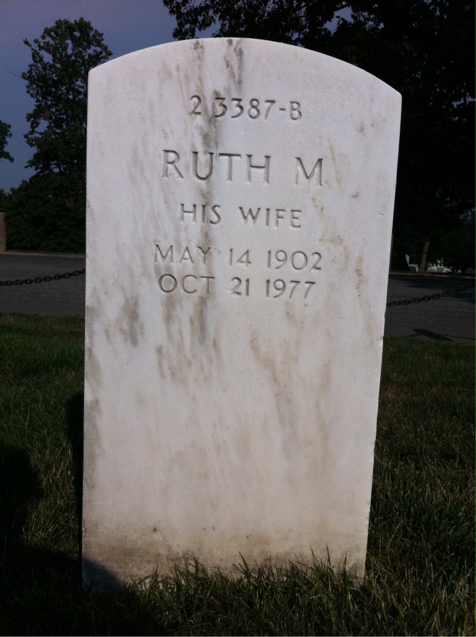 Back of headstone — Ruth Blair