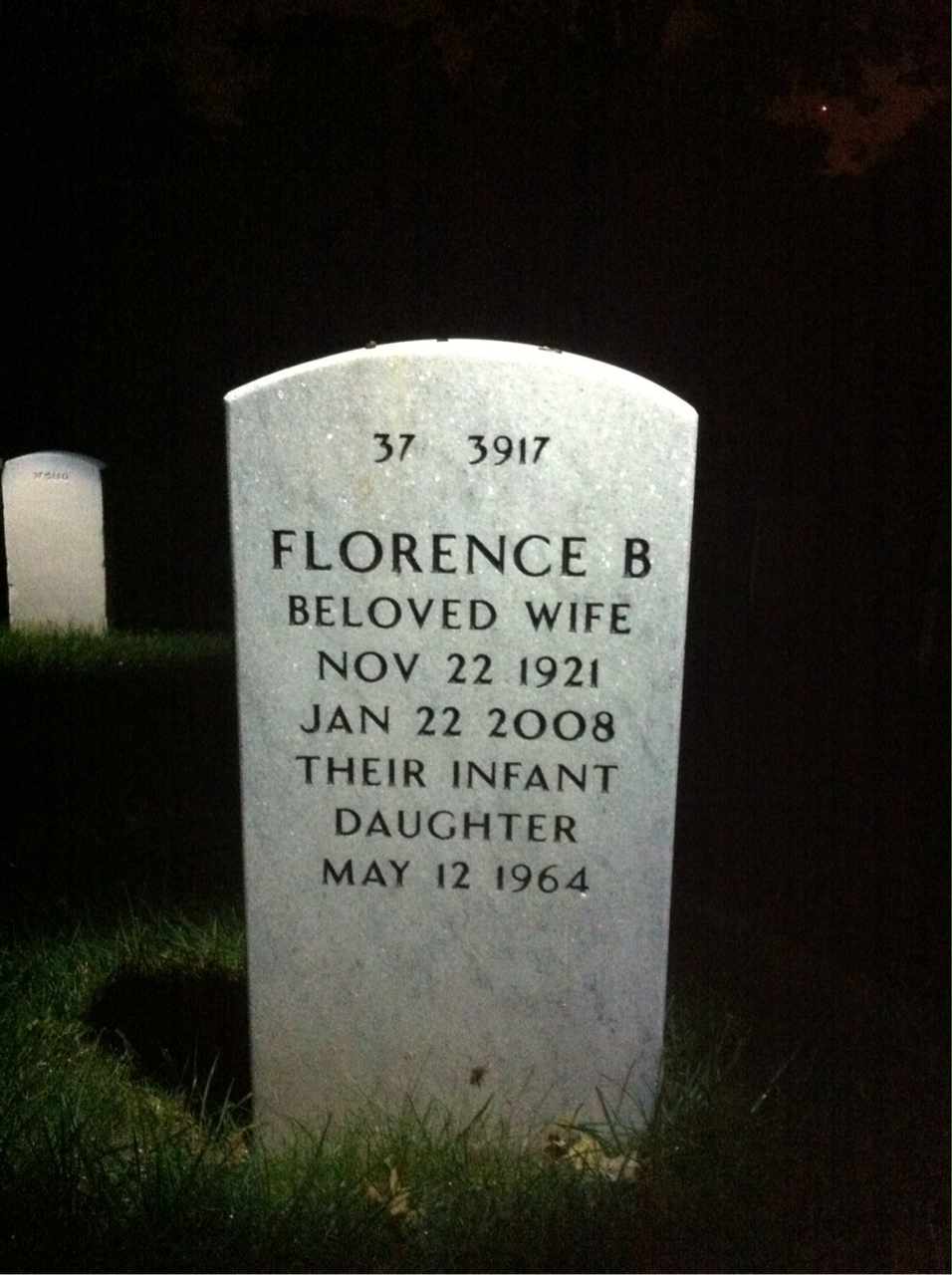 Back of headstone — Camden Mcatee