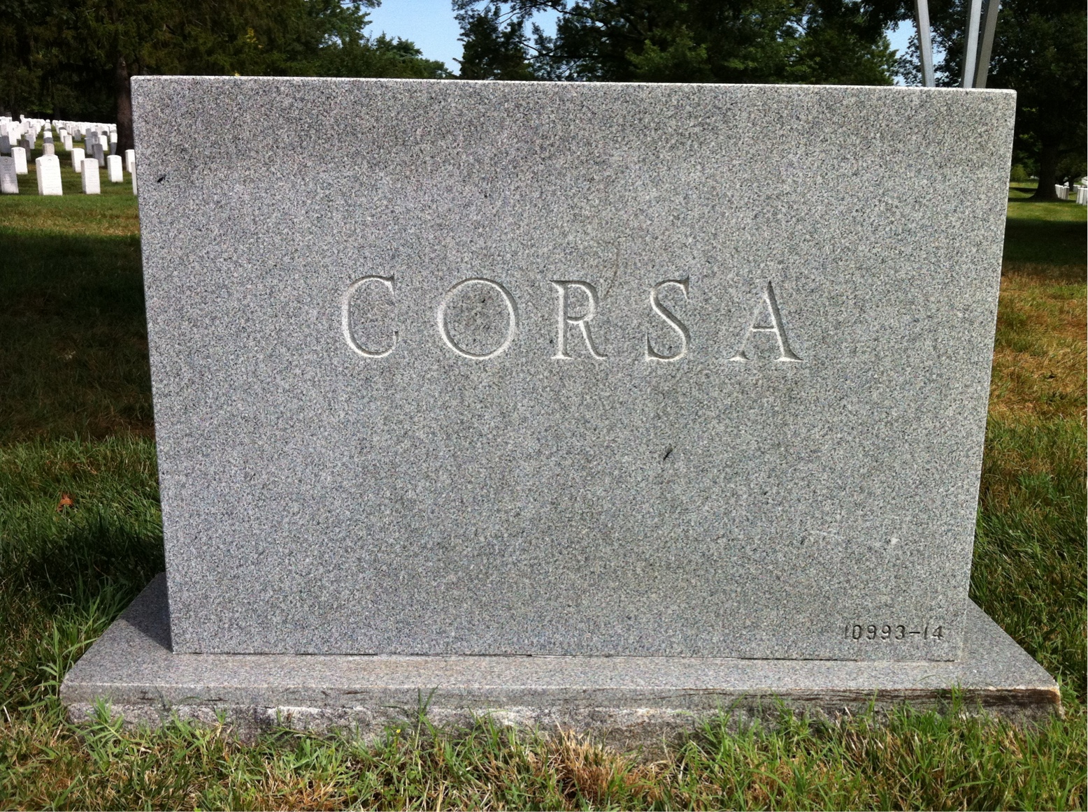 Back of headstone — Lawrence Corsa