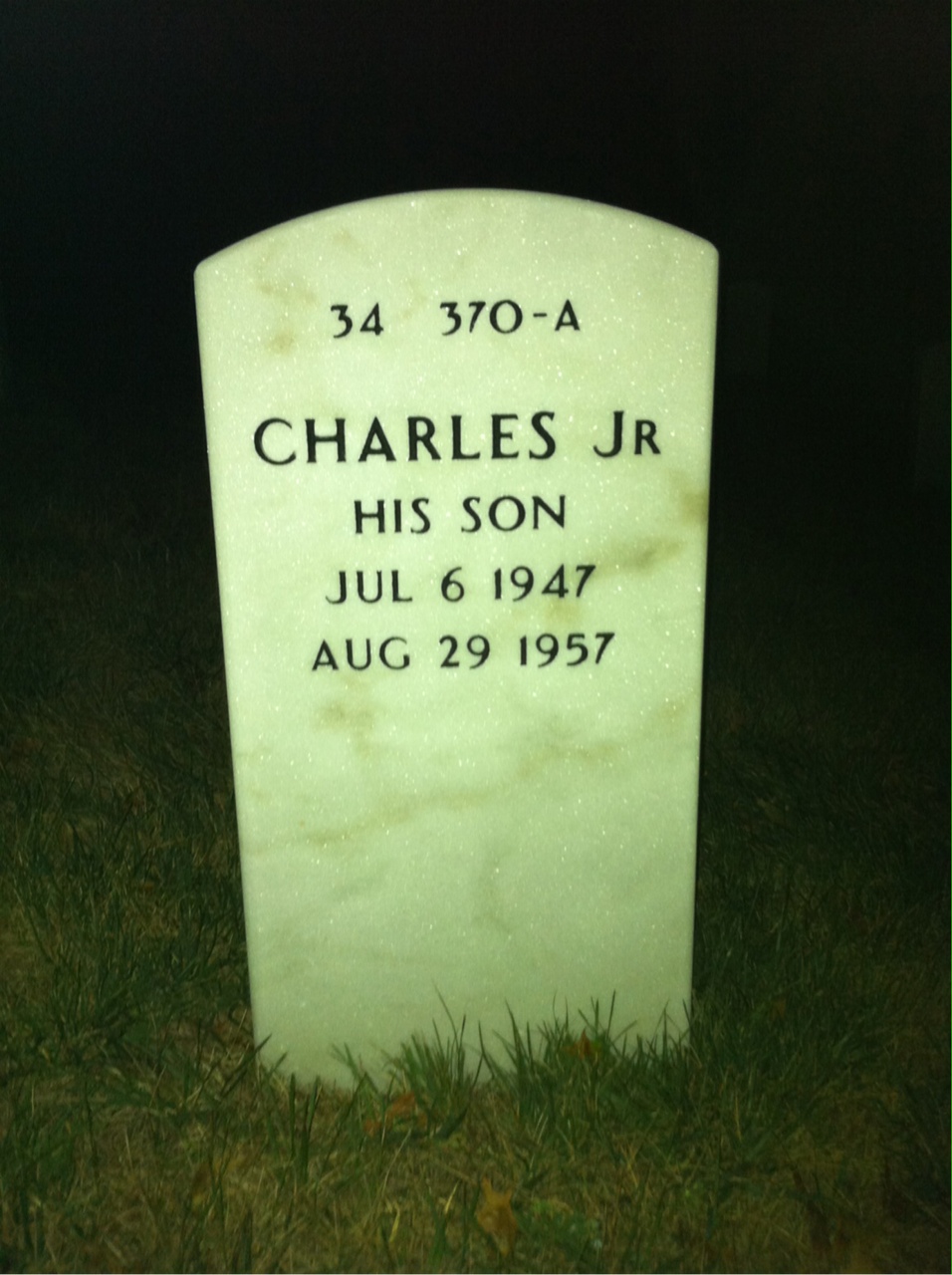 Back of headstone — Charles Bennett