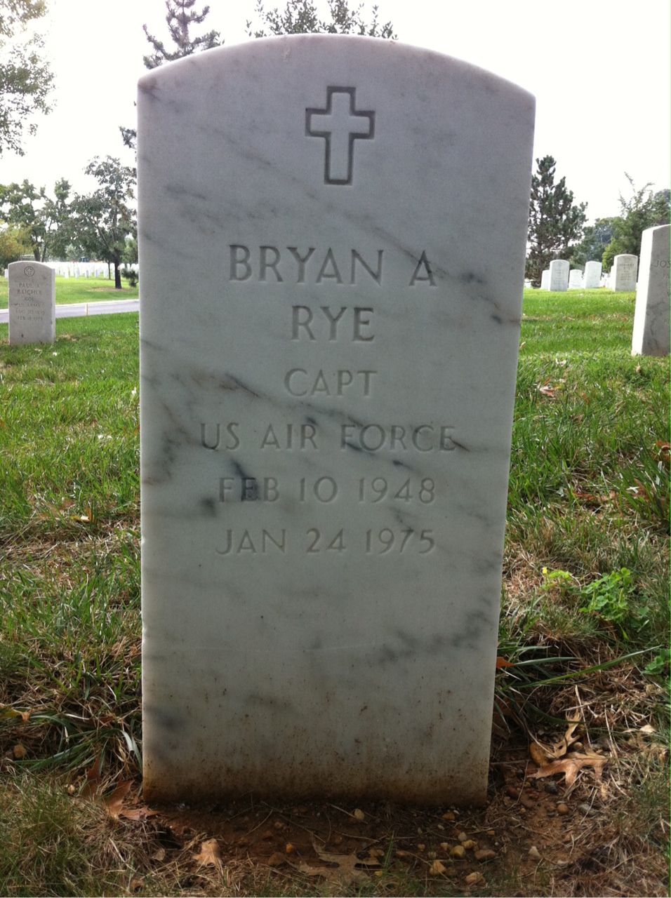 Headstone shared by 2 interments, including Bryan A Rye