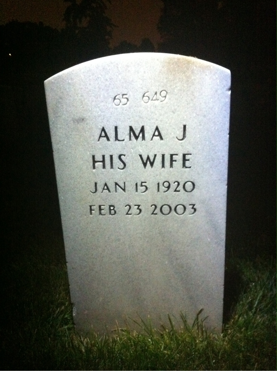 Back of headstone — William H Walker