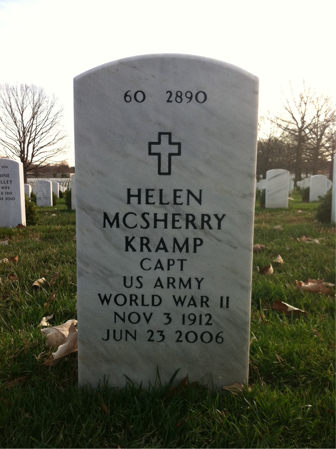 Back of headstone — Helen Kramp