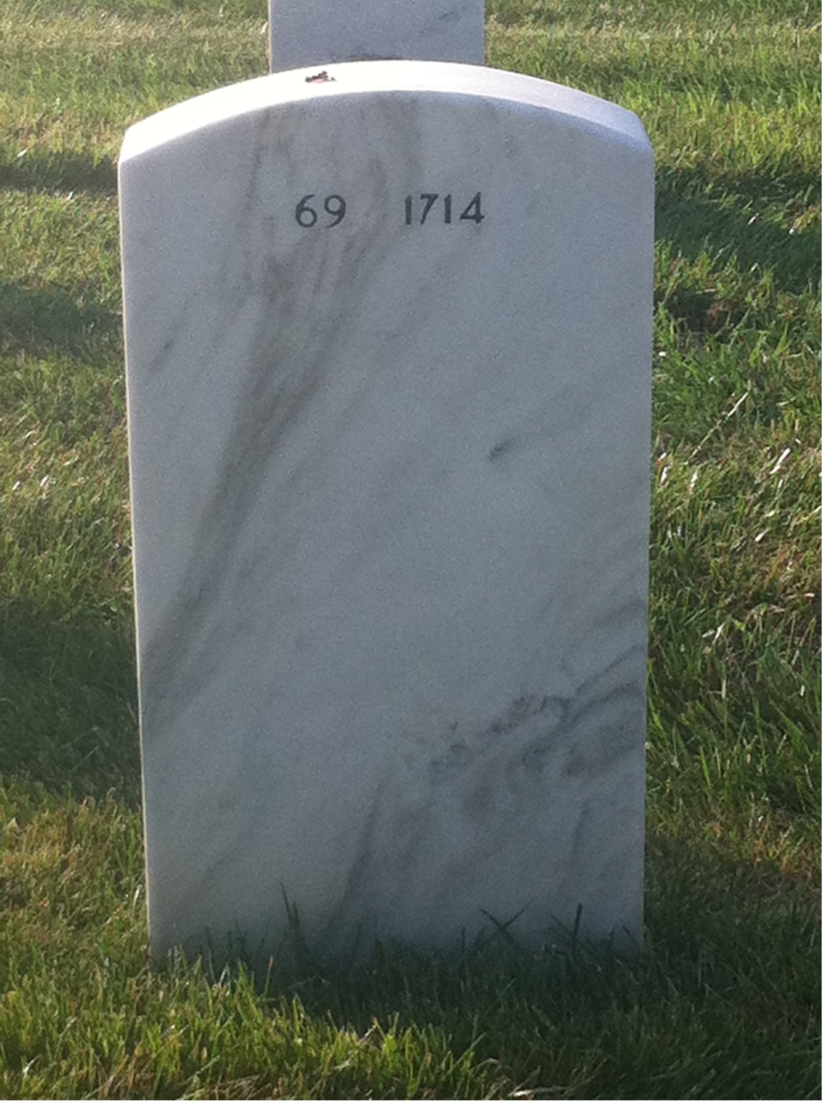 Back of headstone — Theophilus Warr
