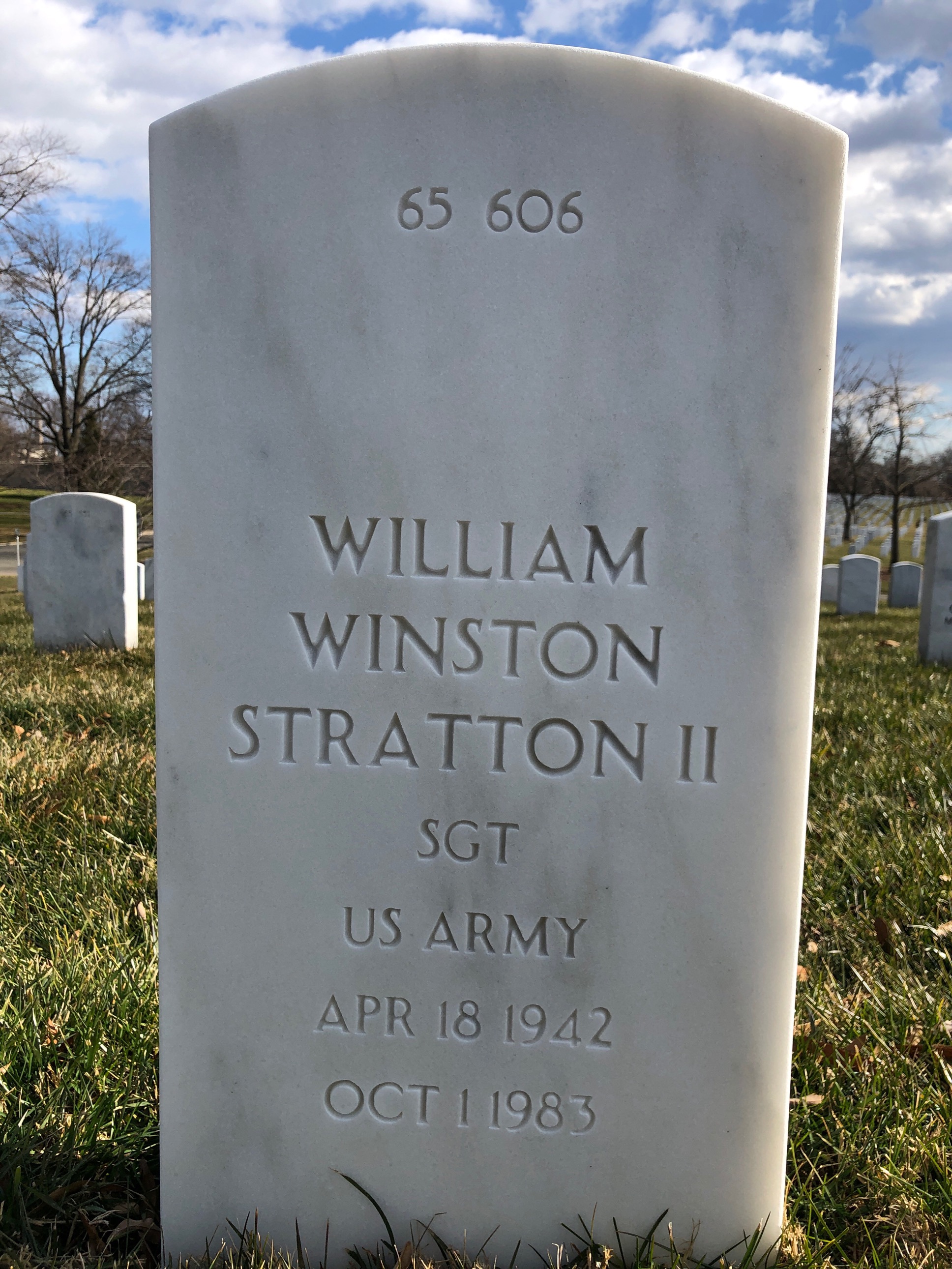 Back of headstone — William Winston Stratton