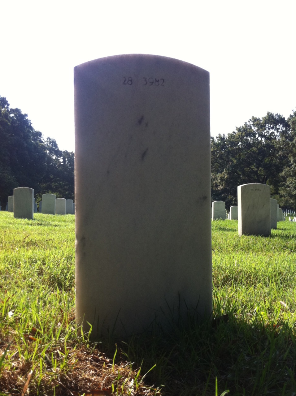 Back of headstone — John Law