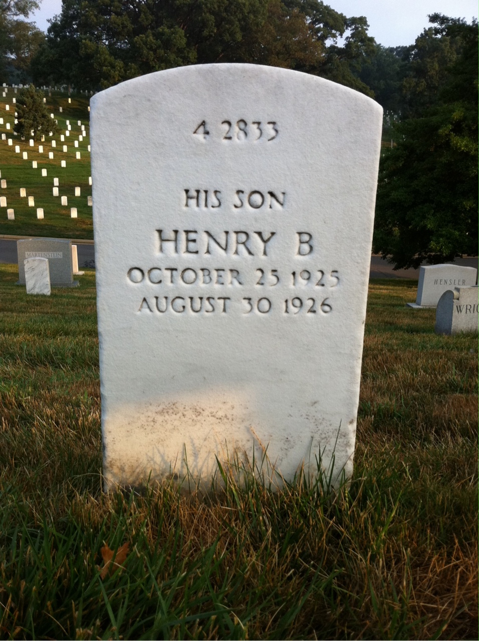 Back of headstone — Benjamin Hedrick