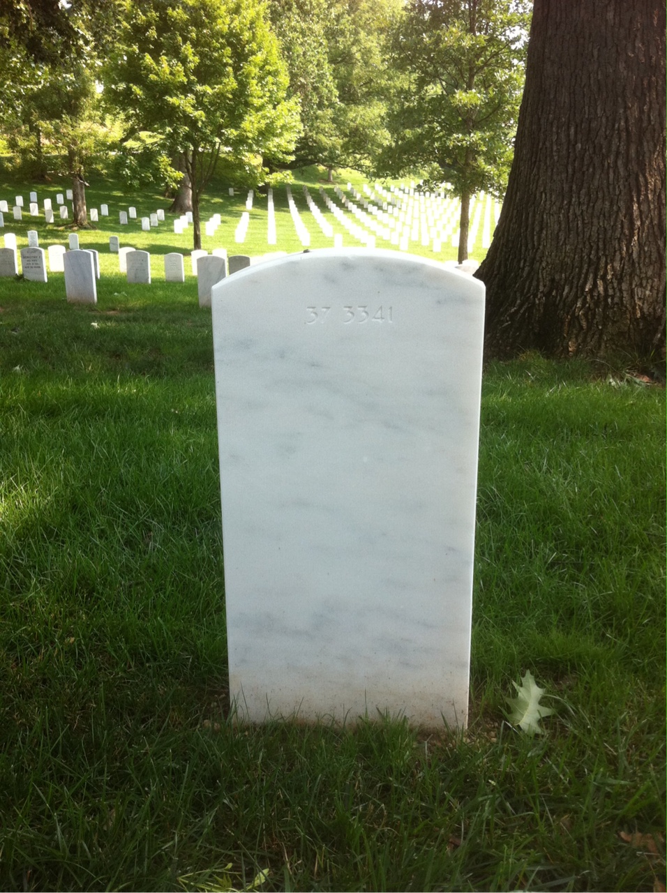 Back of headstone — David Addington