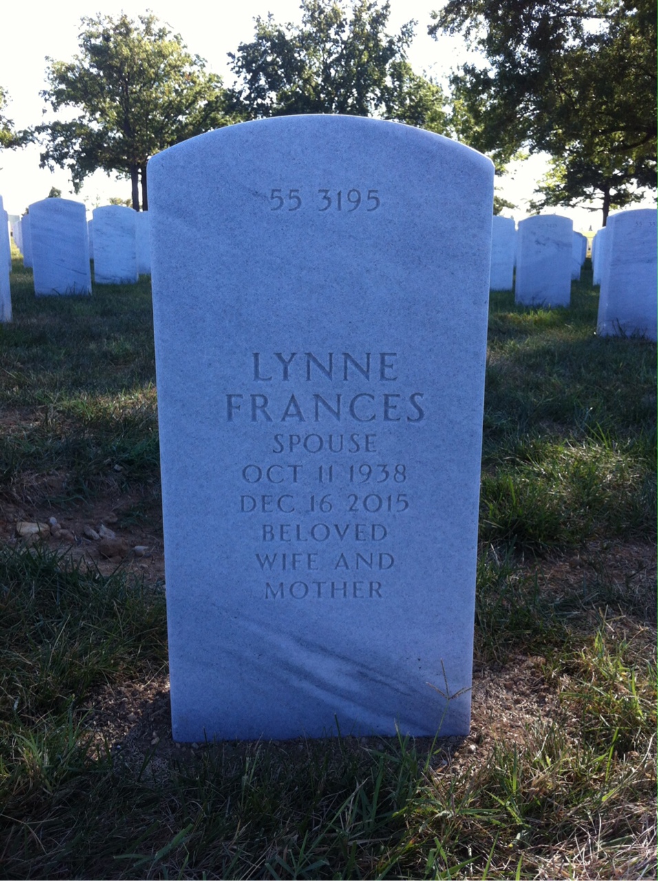Back of headstone — Kenneth Arthur