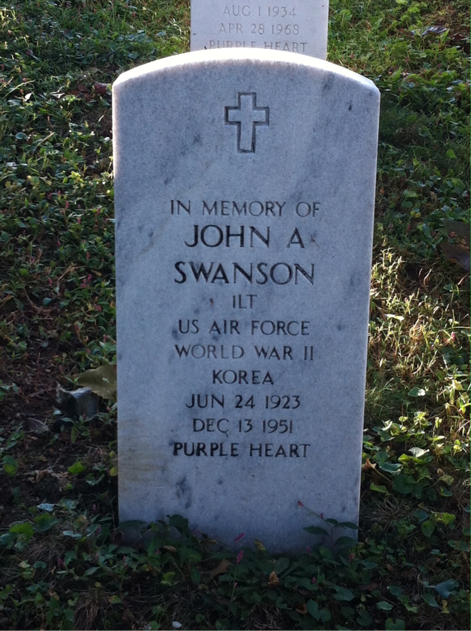 Headstone of John A Swanson