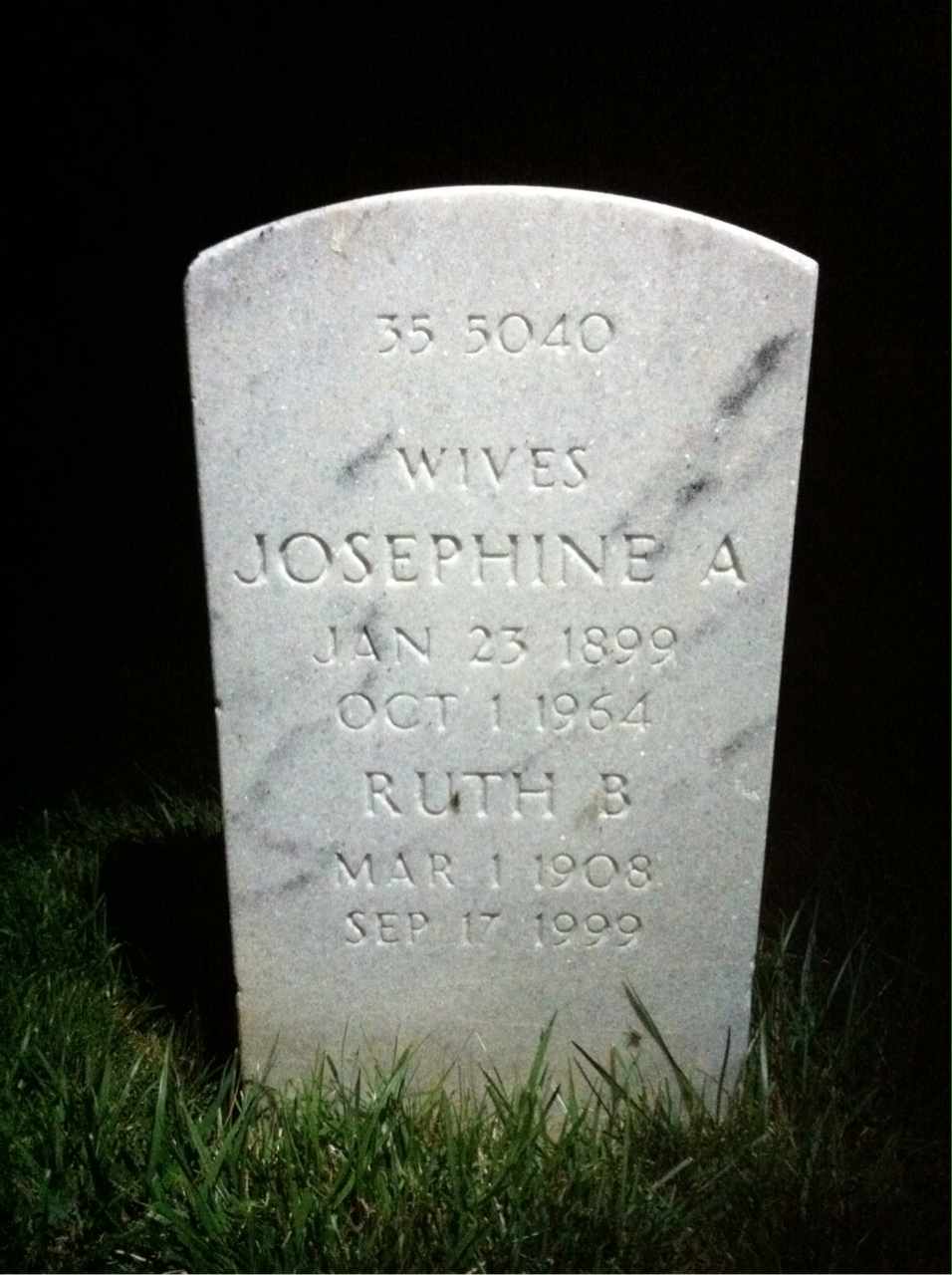 Back of headstone — Theodore A Peck